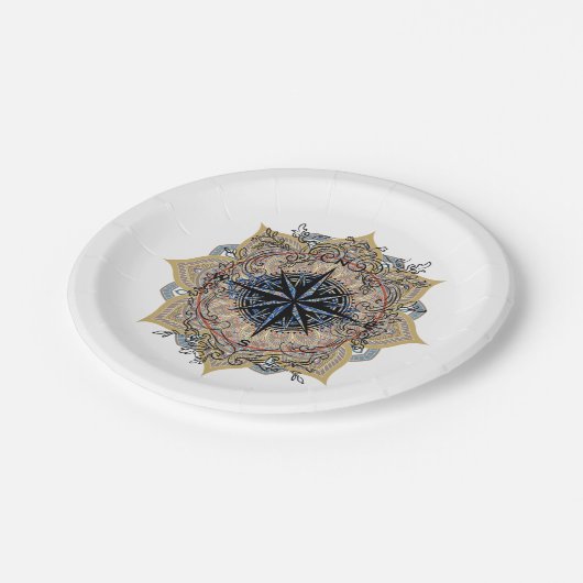 Papierplatte türkisch gemustertes authentisches Au Pappteller (Schrägansicht)