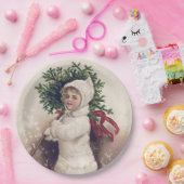 PAPIERPLATTE: VINTAG: MÄDCHEN- UND CHRISTMAS-BAUM PAPPTELLER (Party)