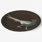 Papierplatte Vintag Retro Pheasant Vogelbraun Pappteller (Schrägansicht)
