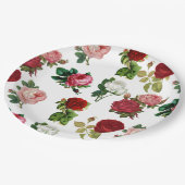 PAPIERPLATTE: VINTAGE ROSE PAPPTELLER (Schrägansicht)