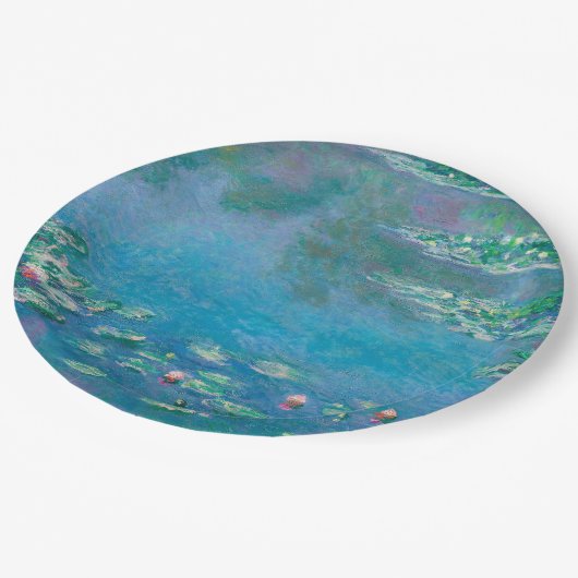 PAPIERPLATTE: "WASSERLILIEN" NACH MONET PAPPTELLER (Schrägansicht)