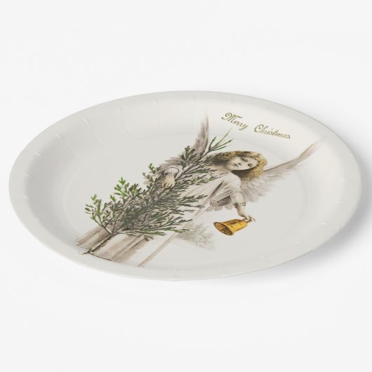 PAPIERPLATTE: WEINCHRISTMAS ANGEL PAPPTELLER (Schrägansicht)