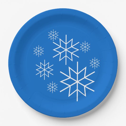 Papierplatte - weiße Schneeflocken Pappteller (Vorderseite)