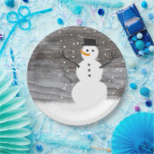Papierplatte weißes niedliches rustikales Snowman Pappteller (Party)