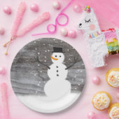 Papierplatte weißes niedliches rustikales Snowman Pappteller (Party)