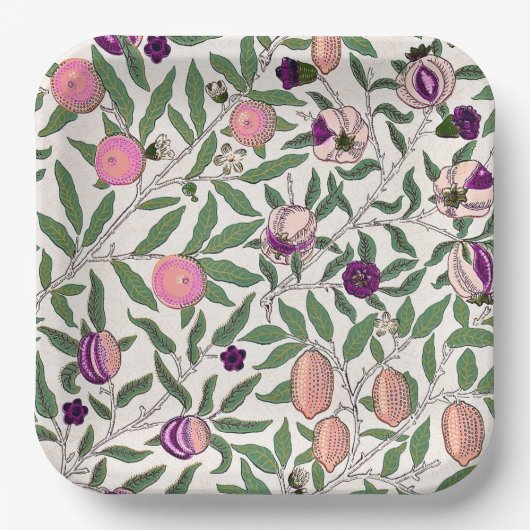 PAPIERPLATTE: WILLIAM MORRIS : POMEGRANATE PAPPTELLER (Vorderseite)