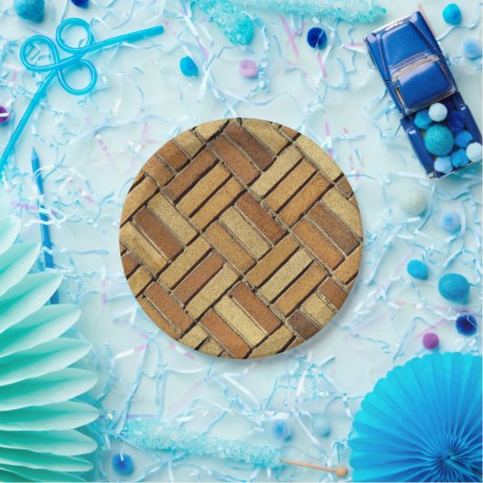 Papierplatte - Ziegelmuster Pappteller (Party)