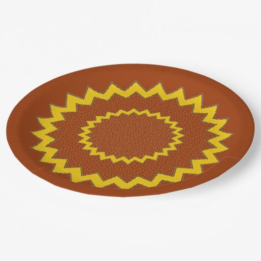 Papierplatte - Zig-Zag-konzentrische Kreise Pappteller (Schrägansicht)