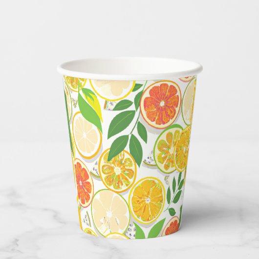 Papierplatte - Zitrusscheiben aus Boho Pappbecher (Rückseite)