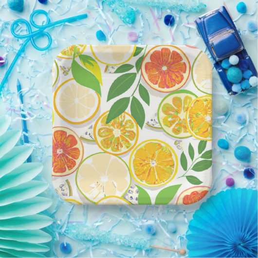 Papierplatte - Zitrusscheiben aus Boho Pappteller (Party)