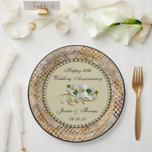 Papierplatte zur goldenen Hochzeit (50. Ehejubiläu Pappteller