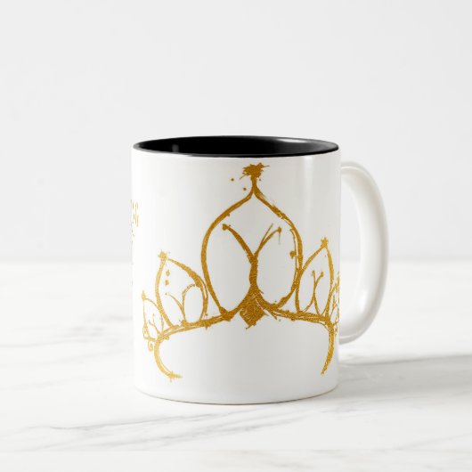 Papierprinzessin-Tasse mit Zitat Zweifarbige Tasse (VorderseiteRechts)