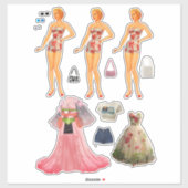 Papierpuppe Aufkleber (Blatt)