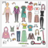 Papierpuppe Aufkleber (Blatt)