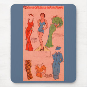Papierpuppe aus den 1930er Jahren Jane Arden Kleid Mousepad