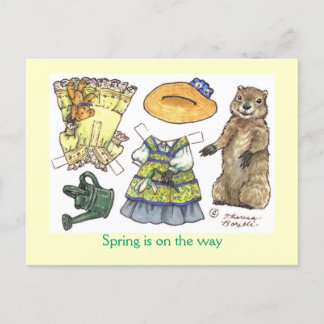 Papierpuppe für den Groundhog-Tag Postkarte