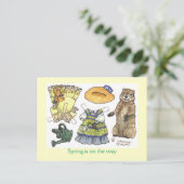 Papierpuppe für den Groundhog-Tag Postkarte (Stehend Vorderseite)