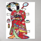 Papierpuppe, Kimono ausschneiden Poster (Vorne)