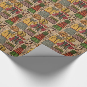 Papierpuppe Polnische Kleidung der 1930er Jahre Geschenkpapier