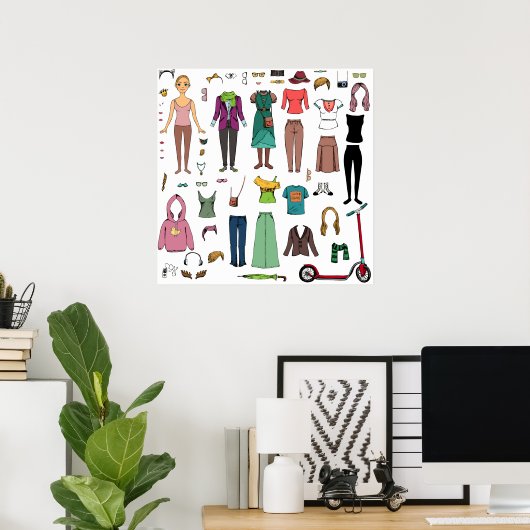 Papierpuppe Poster (Heimbüro)