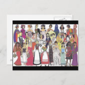 Papierpuppen auf Parademontage von Alina Kolluri Postkarte (Vorne/Hinten)