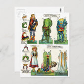 Papierpuppen aus Märchen Postkarte (Vorne/Hinten)