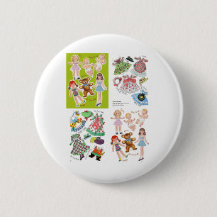 Papierpuppen-Jahr-Entwurf, entzückendes Retro Button