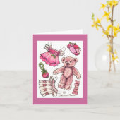 Papierpuppen-Teddybär-Raum-Anmerkung Karte (Gelbe Blume)