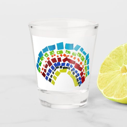 Papierregenbogen Schnapsglas (Vorderseite)