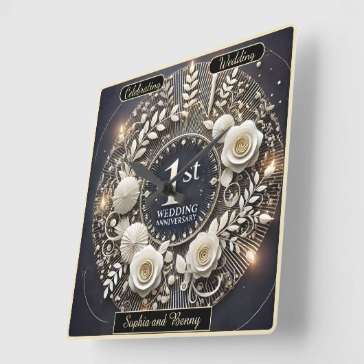 Papierschaden dauerhafter Liebe Quadratische Wanduhr (Winkel)