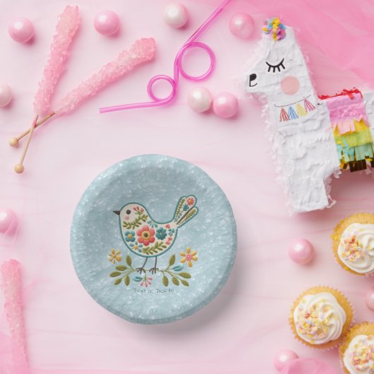 Papierschale für kleine Vogelblütengrün-Blätter Pappteller (Party)