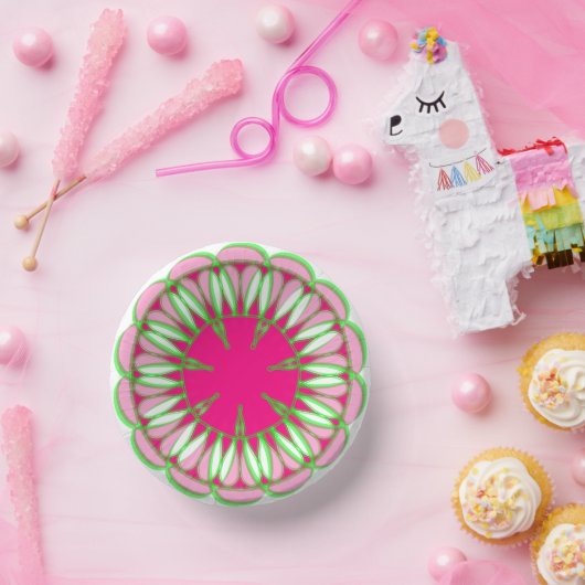 Papierschale hell rosa und grün pappteller (Party)