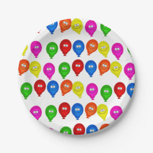 Papierschalen, Happy Birthday Bunte Luftballons Pappteller