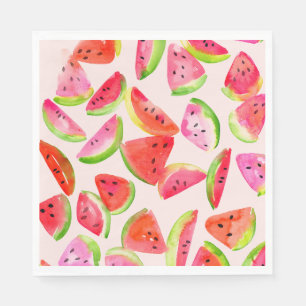 Papierschalen mit Sommerscheibe Wassermelone Serviette