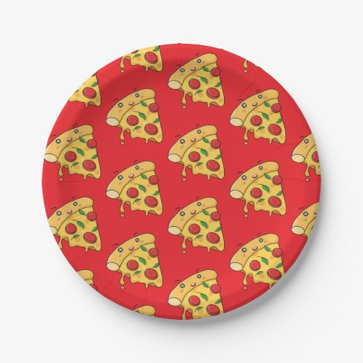 Papierschalen, rote Pizza-Käse Pappteller (Vorderseite)
