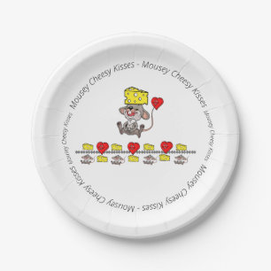 Papierscheiben Mousey Cheesy Kisses Rote Herzen  Pappteller