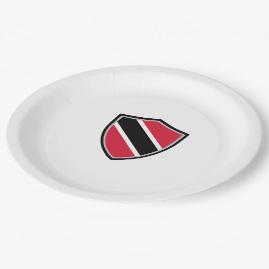 Papierschild für Trinidad und Tobago Pappteller (Schrägansicht)