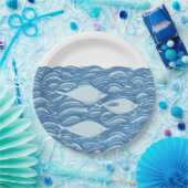 Papierschild für Wavy Ozeane und Fische Pappteller (Party)