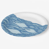 Papierschild für Wavy Ozeane und Fische Pappteller (Schrägansicht)