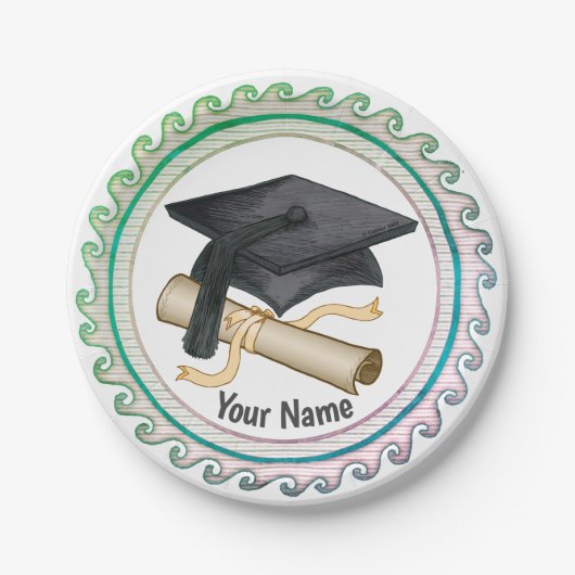 Papierschild Grad Cap Diploma Pappteller (Vorderseite)