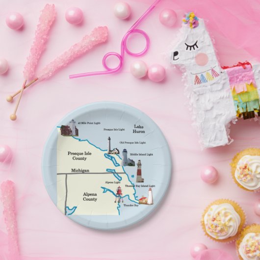 Papierschild Northeast Lower Michigan Lighthouse Pappteller (Party)