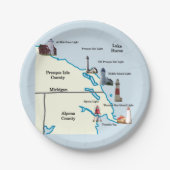 Papierschild Northeast Lower Michigan Lighthouse Pappteller (Vorderseite)