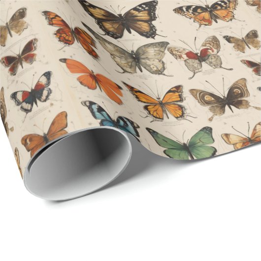 Papierschmetterlinge Geschenkpapier (Rolleneckpunkt)