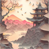 Papierschnitt aus antiken chinesischen Schriften Aufkleber (Vorderseite)