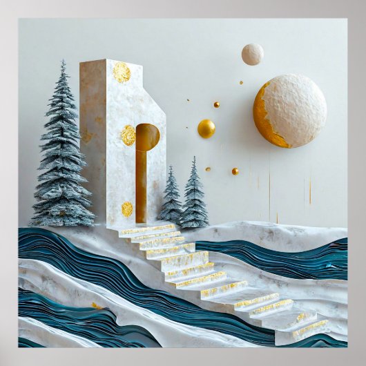 Papierschnitt eines Hauses und einer Treppe Poster (Vorne)
