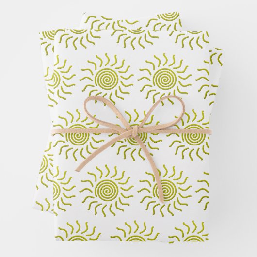 Papierschnitt Gelbe Sonnendrucke Geschenkpapier Set (Beispiel)