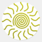 Papierschnitt Gelbe Sonnendrucke Runder Aufkleber (Vorderseite)
