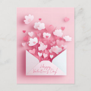 Papierschnitt Herzen und Wolken Valentinestag Postkarte