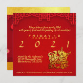 Papierschnitt Ox Chinesisches Jahr Stillampen PInv Ankündigung (Vorne/Hinten)