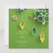 Papierschnitt Ramadan Crescent Moon und Lanterns Einladung (Rückseite)
